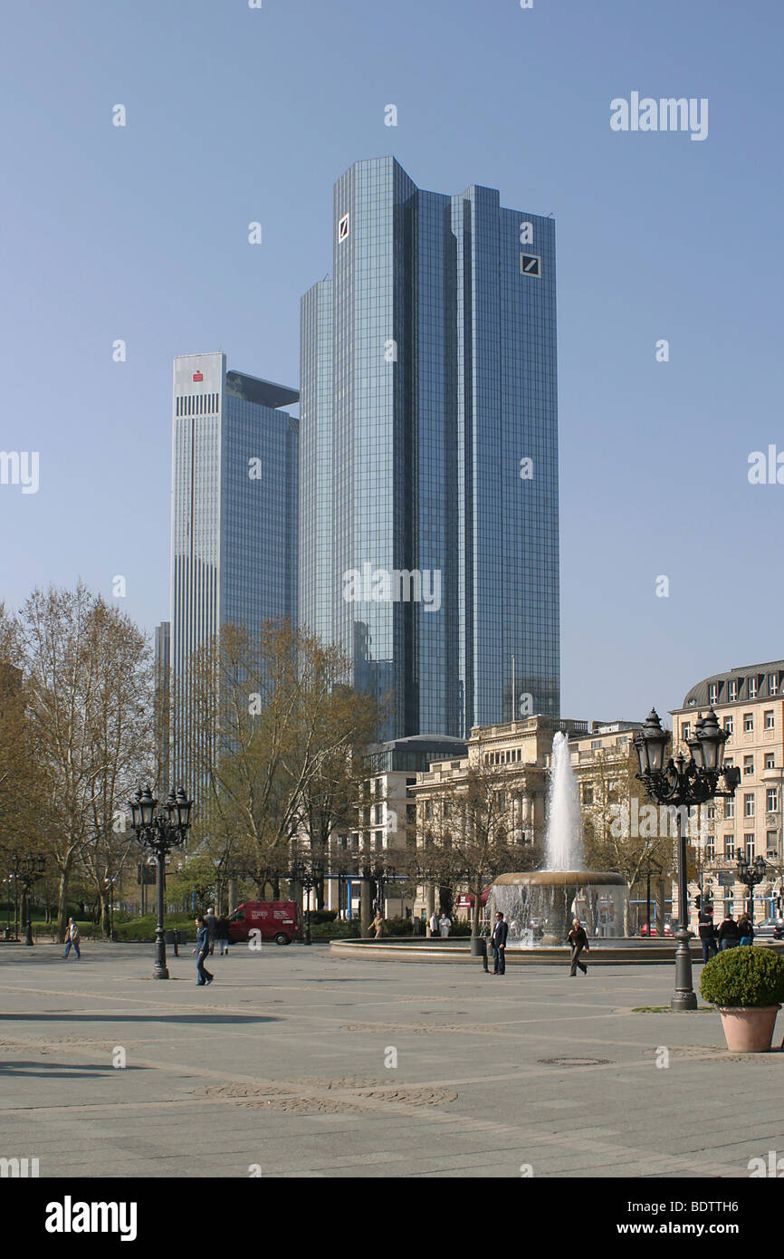 Deutsche Bank Zwillingstürme, Frankfurt am Main, Hessen, Deutschland Stockfoto