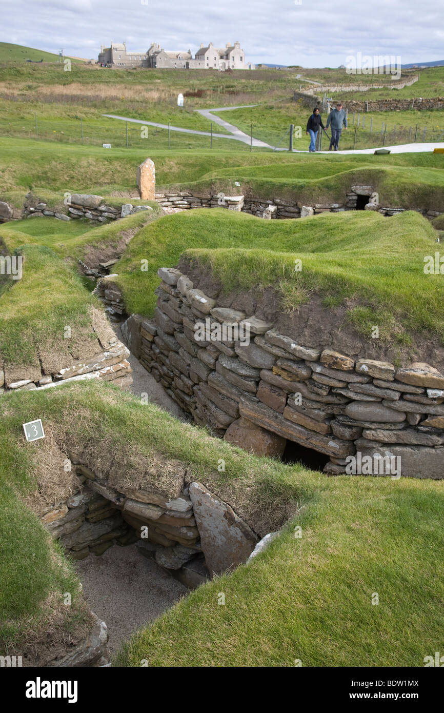 archäologische Ausgrabungen in der Steinzeit-Dorf, Sacara Brae, Orkney Inseln, Schottland, schottland Stockfoto