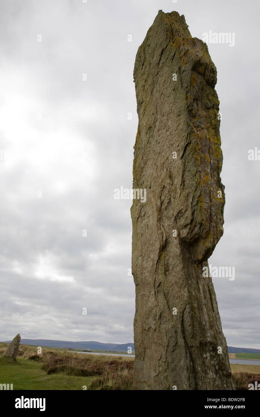 Weltkulturerbestaette Steinzeitlicher Steinkreis Ring of Brodgar, Weltkulturerbe, Orkney Inseln, Schottland, schottland Stockfoto