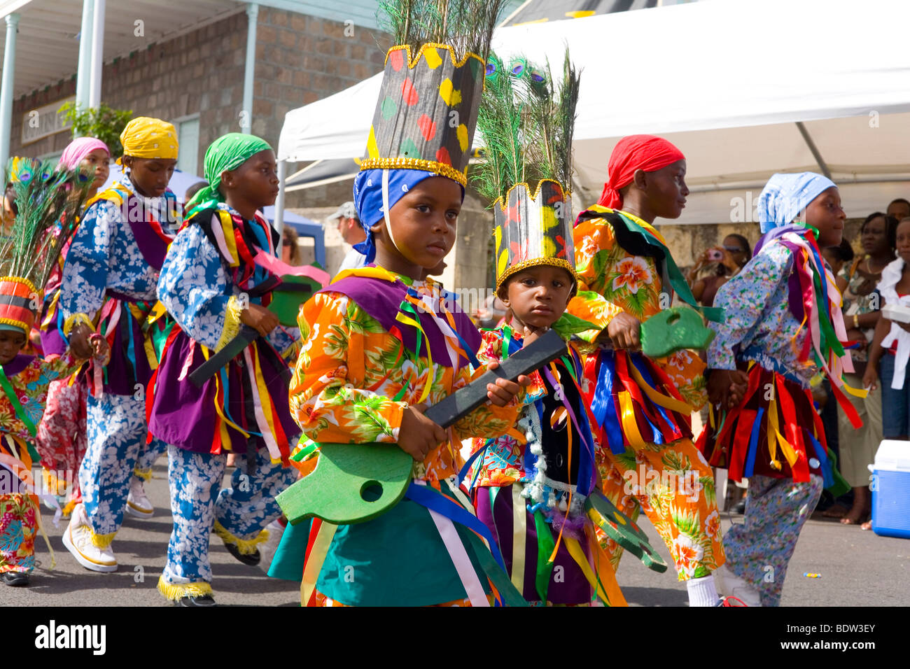 Kinder-Karneval in Nevis Karibik Stockfoto