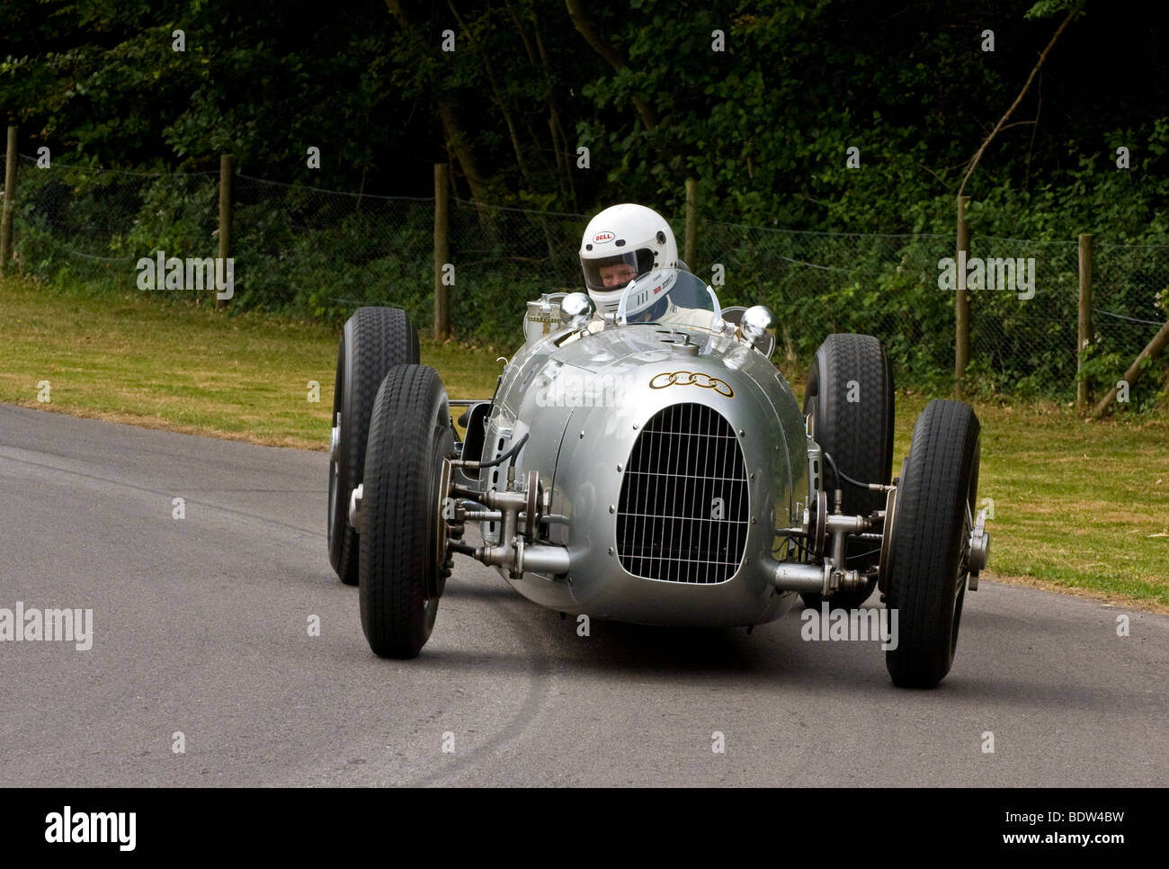 1934 Typ Auto Union Typ A mit Fahrer Philippe Casse beim Goodwood Festival of Speed, Sussex, UK. Stockfoto