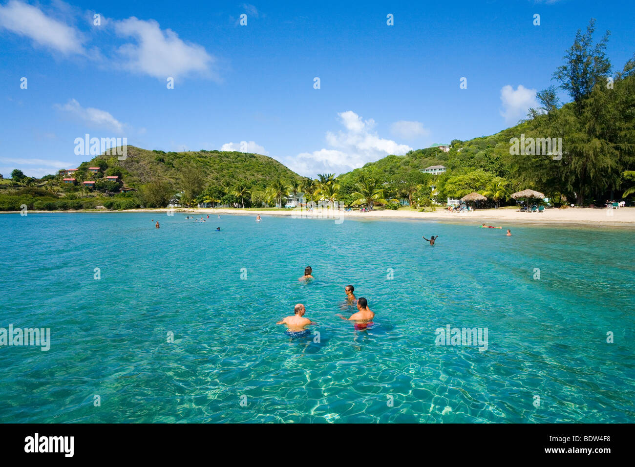 Oualie Strand von Nevis. Karibik Stockfoto