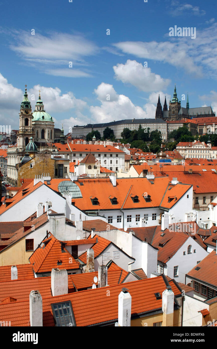 Panoramablick vom geringeren Altstädter Brückenturm, Prag, Böhmen, Tschechische Republik, Osteuropa Stockfoto