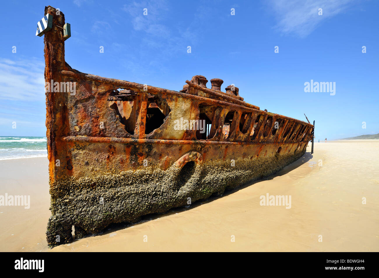 Von den ehemaligen Luxusliner SS Maheno Wrack, 70 - 5 Mile Beach, UNESCO Weltnaturerbe, Fraser Island, große S Stockfoto
