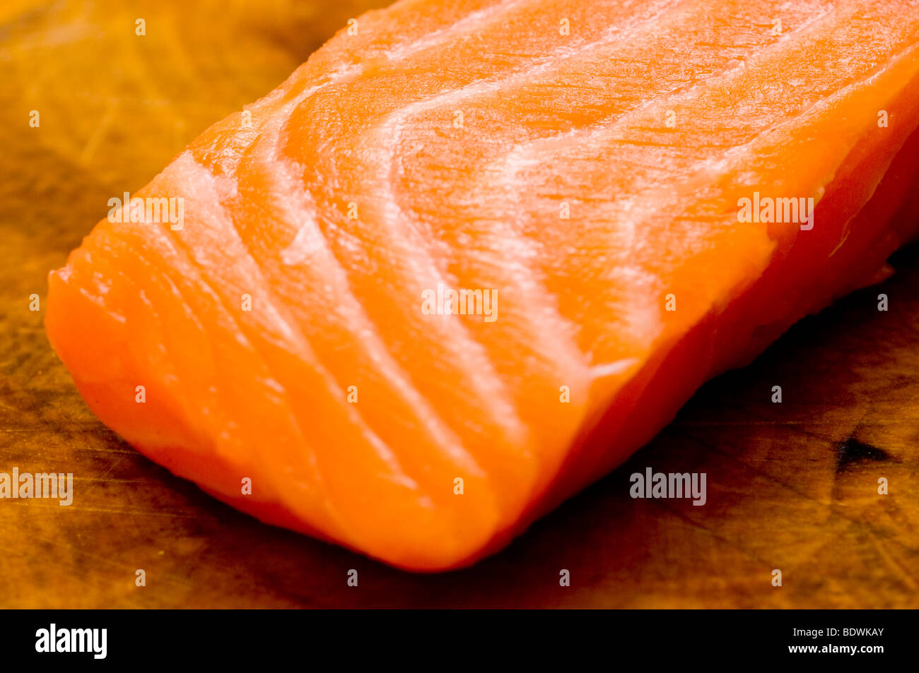 Roher Lachs Fischfilet Stockfoto