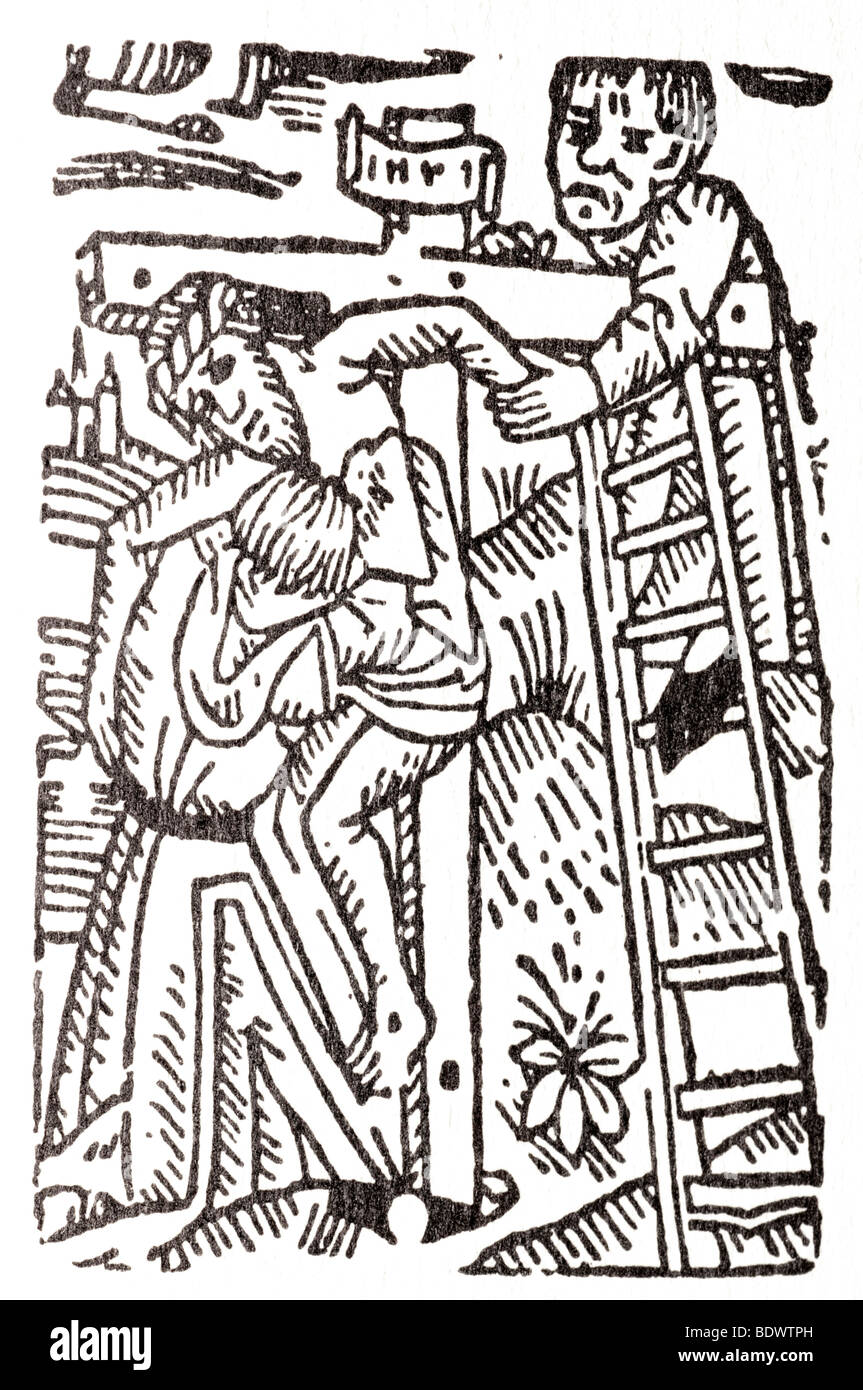 w Caxton 1518 10 März w de Worde Nychodemus Gospell Verrat Peter Nimbed mit einem Schwert über seine Schulter Judas Jesu küssen Stockfoto w Caxton 1518 10 März w de Worde Nychodemus Gospell Verrat Peter Nimbed mit einem Schwert über seine Schulter Judas Jesu küssen Stockfoto