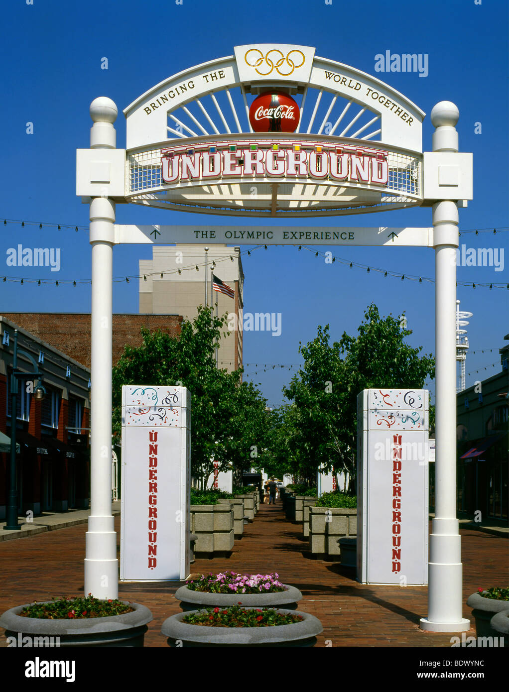 USA, Atlanta Georgia U-Bahn, Einkaufsmöglichkeiten, Restaurants, Geschichte und Unterhaltung Stockfoto