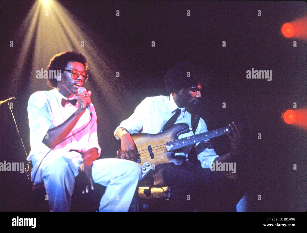 LINX - UK-Band mit Sänger David Grant und Gitarrist Skizzieren etwa 1983 Stockfoto