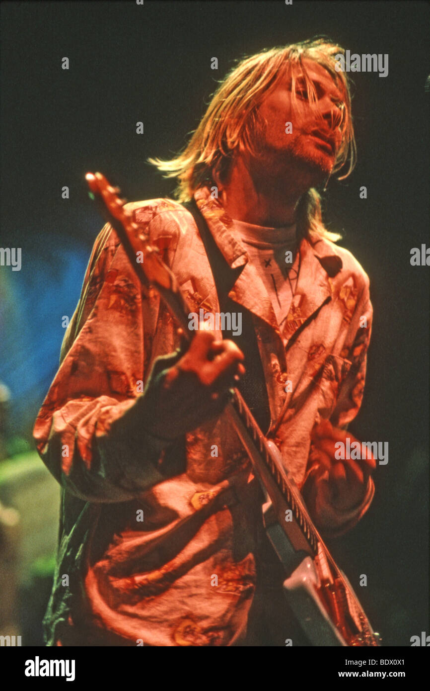 NIRVANA U.S.-Rock-Gruppe im Oktober 1990. Aus l: Kurt Cobain, Dave