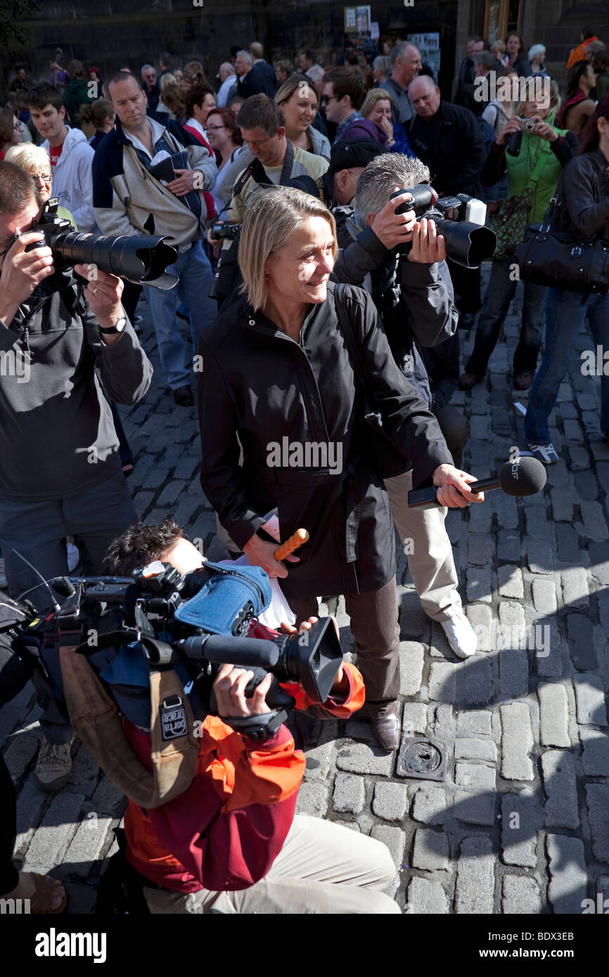 Media Crew beim Edinburgh Fringe Festival Schottland UK Europe Stockfoto