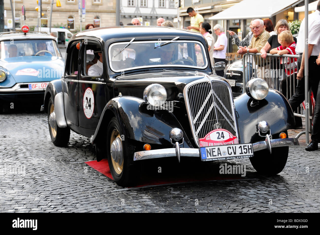 Citroen Traction Avant 15 CV, Baujahr 1950, 2000 km Durch Deutschland 2009 Rallye, 2000 km durch Deutschland im Jahr 2009, Schwäbisch Stockfoto