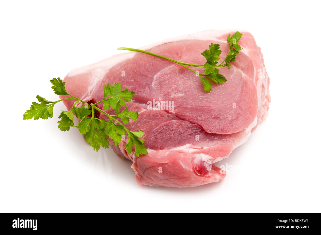 Stück Fleisch isoliert auf weiss Stockfoto