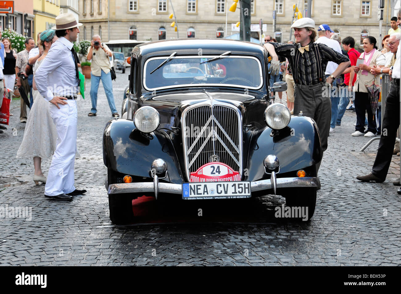 Citroen Traction Avant 15 CV, Baujahr 1950, 2000 km Durch Deutschland 2009 Rallye, 2000 km durch Deutschland im Jahr 2009, Schwäbisch Stockfoto