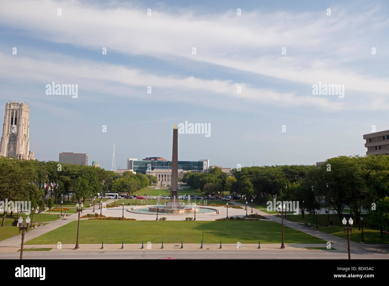 Indianapolis, Indiana - Veterans Memorial Plaza. Stockfoto