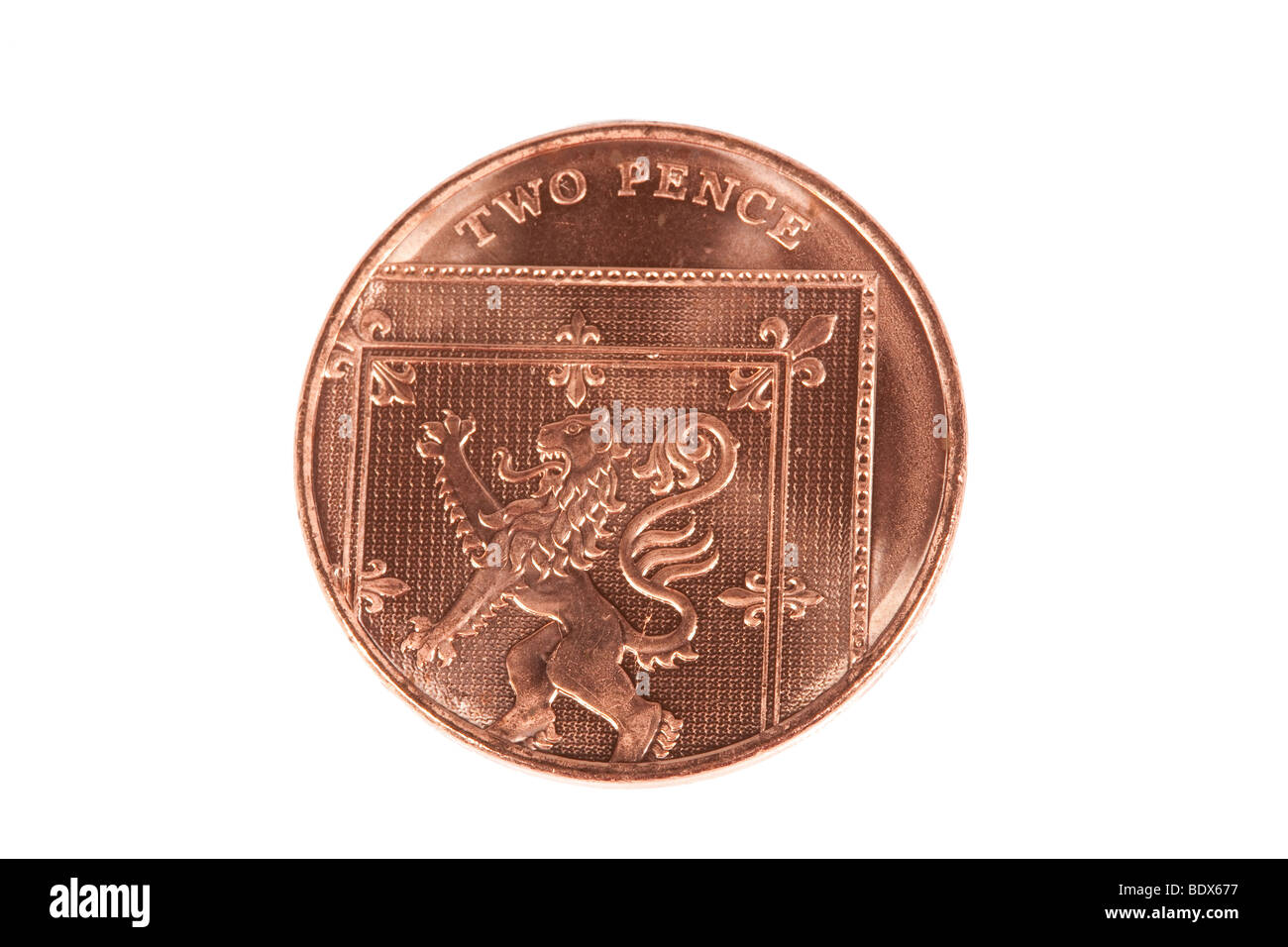 Rückseite der britischen Münze 2P Stockfoto