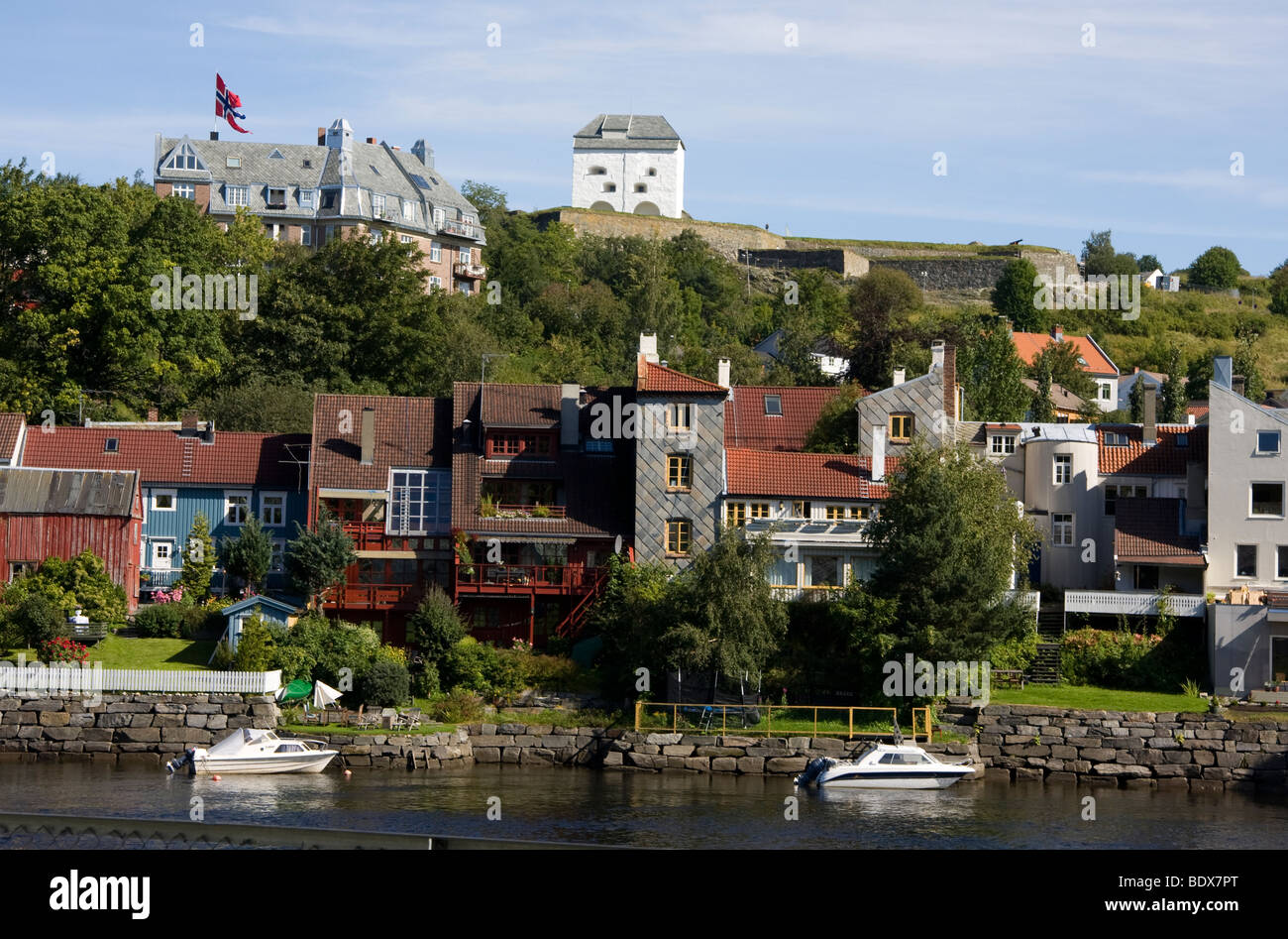 Fluss Nidelva Trondheim Norwegen Skandinavien Stockfoto