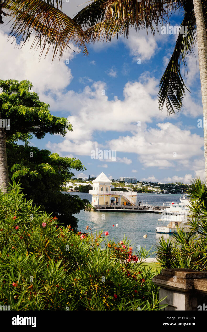 Hamilton Bay View mit einem Bootshaus, Bermuda Stockfoto