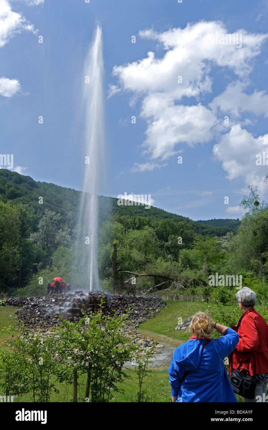 Die Kaltwasser-Geysir, Namedyer Sprudel, auf der Halbinsel Namedyer Werth in Andernach, Rheinland-Pfalz, Deutschland, Europa Stockfoto