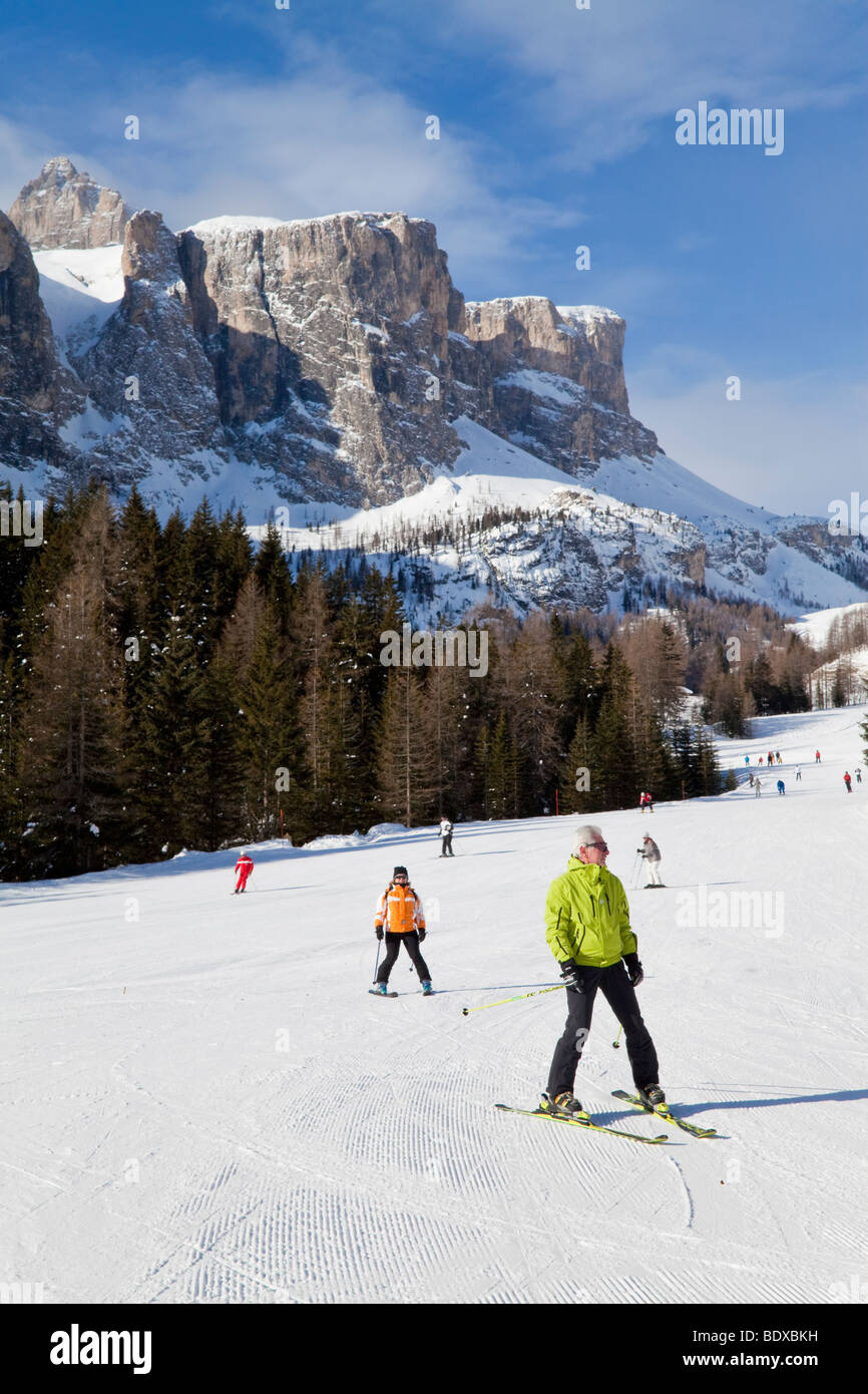 Sella Ronda Skigebiet Val Gardena, Sella Massivs reichen, Dolomiten, Süd Tirol, Trentino-Südtirol, Italien Stockfoto