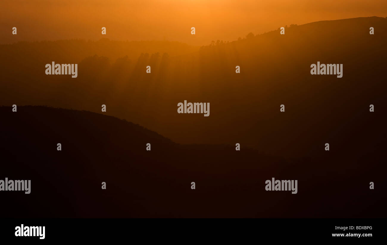 Blick von der 35 Skyline Boulevard in der Abenddämmerung, Half Moon Bay, Kalifornien, USA Stockfoto
