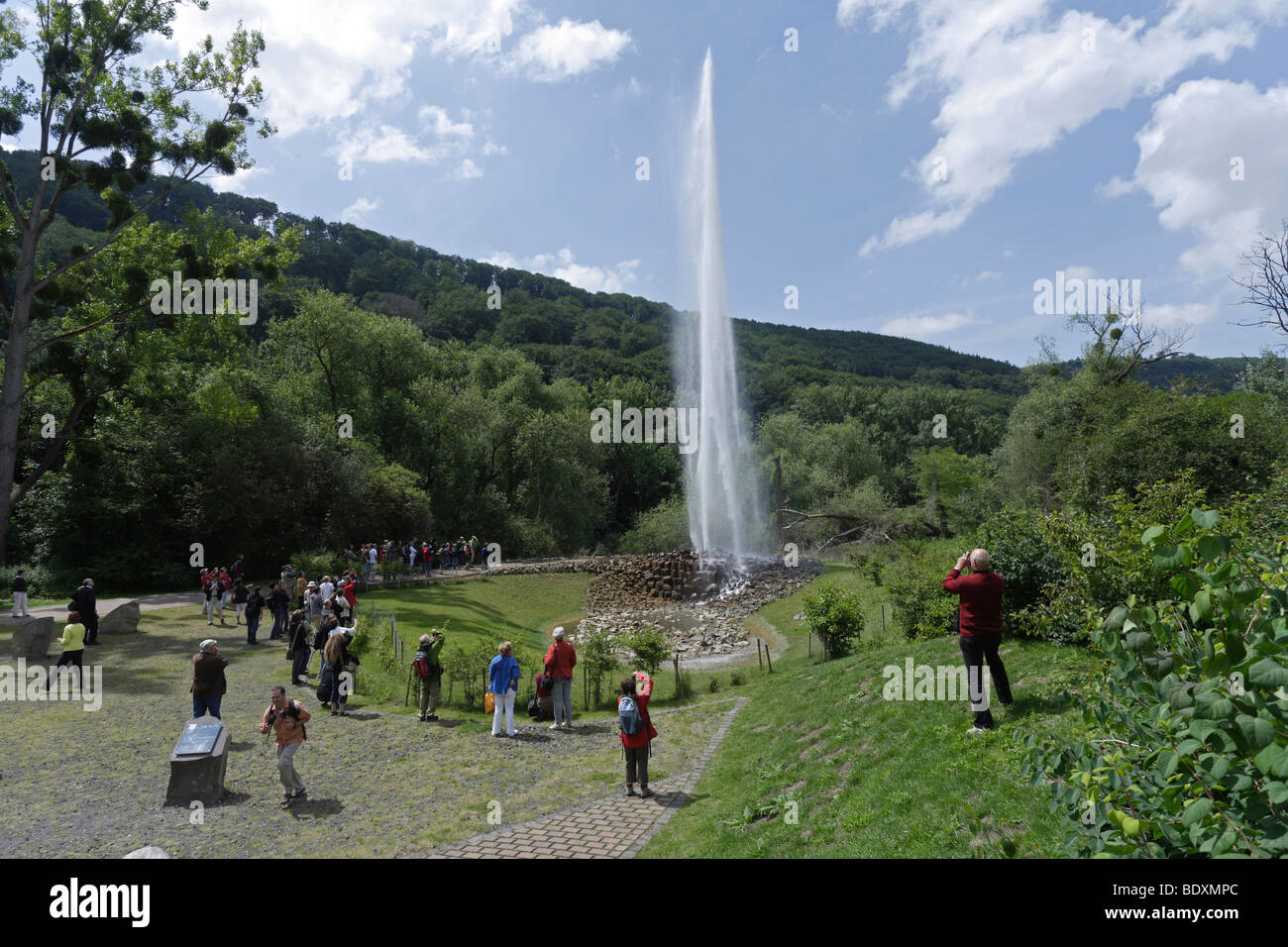 Die Kaltwasser-Geysir, Namedyer Sprudel, auf der Halbinsel Namedyer Werth in Andernach, Rheinland-Pfalz, Deutschland, Europa Stockfoto