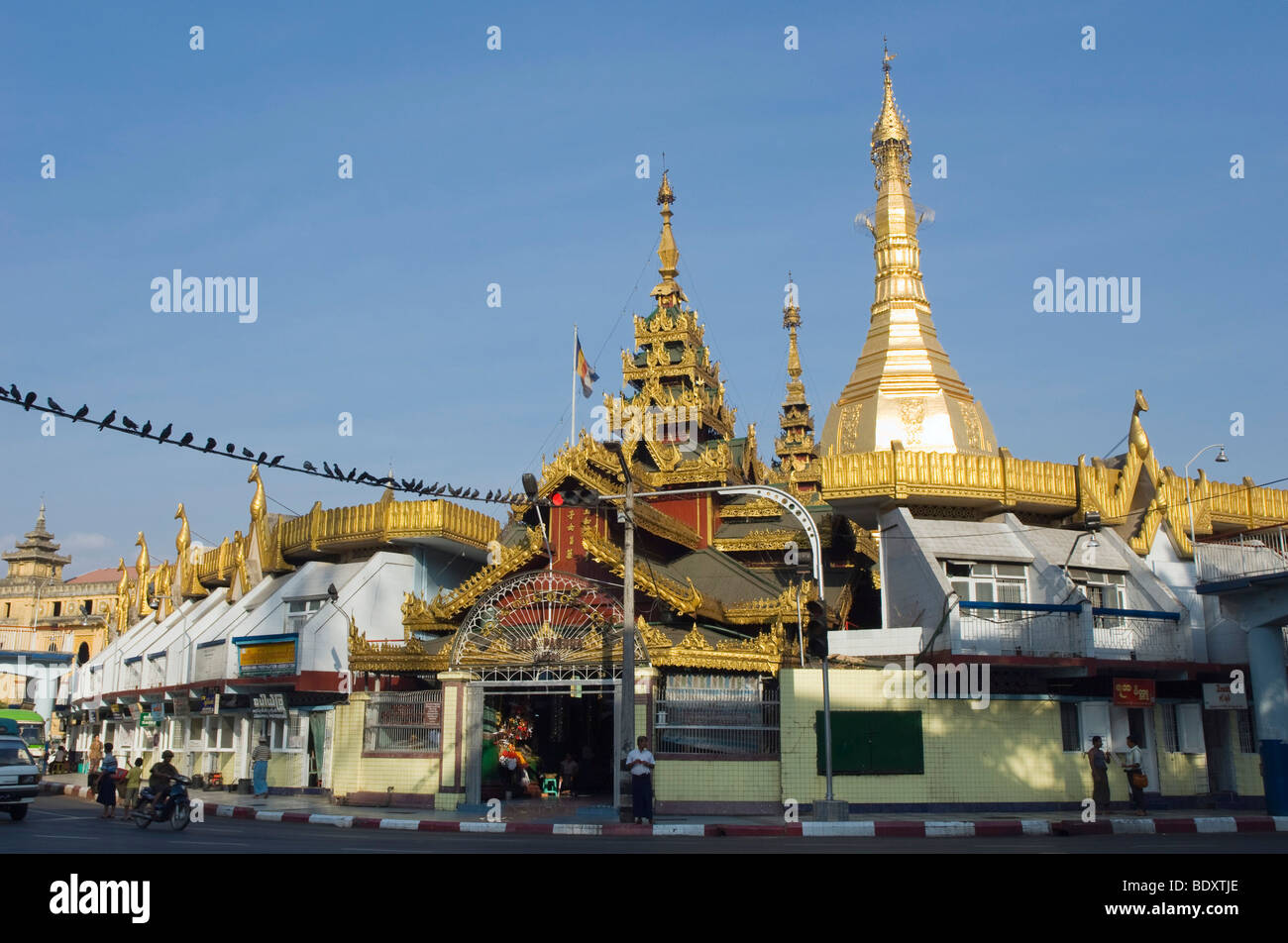 Sule Pagode, Chedi, buddhistische Tempel, Rangun, Yangon, Birma, Myanmar, Asien Stockfoto
