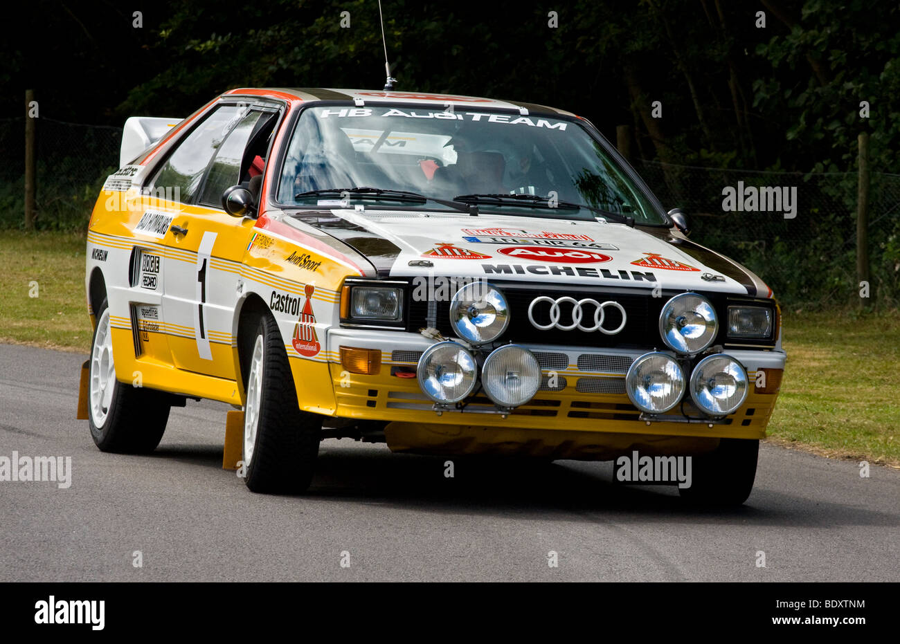 1984 Audi Quattro A2 Rallye Meisterschaft gewann Auto. Goodwood Festival of Speed, Sussex, UK. Fahrer: Hannu Mikkola Stockfoto