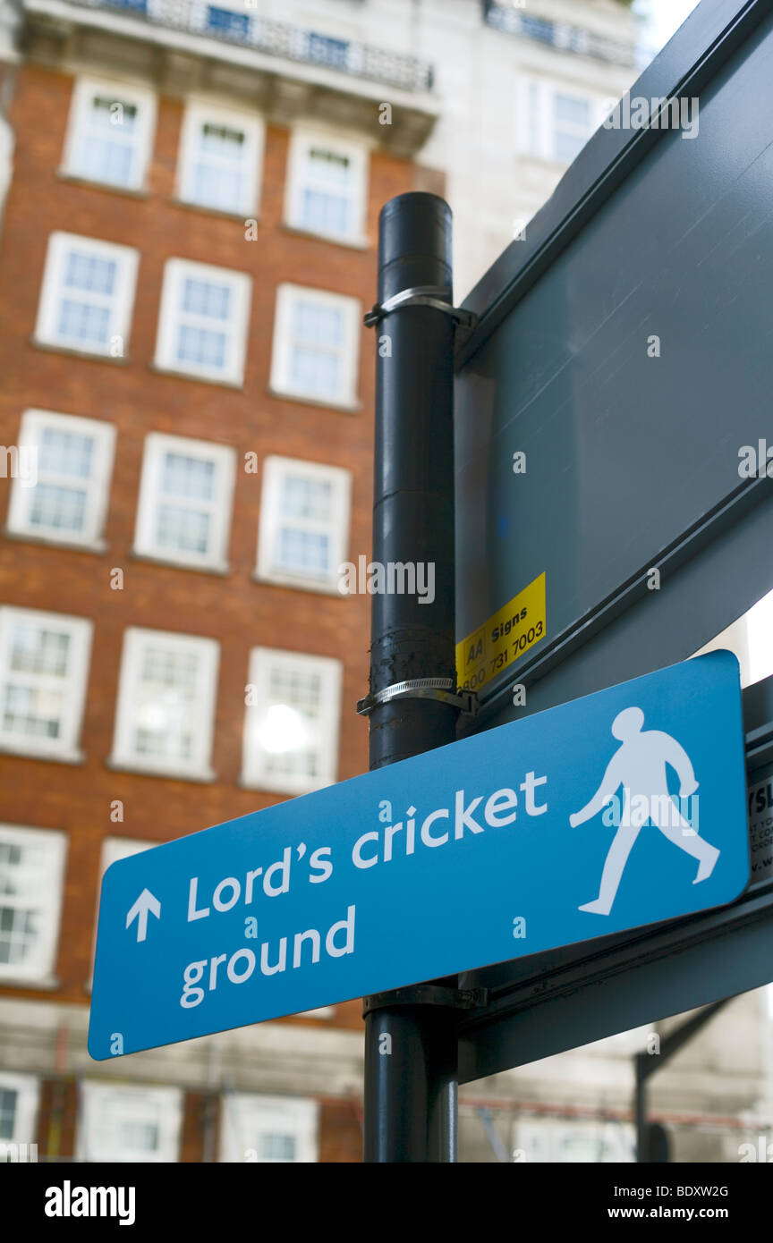 Lords Cricket Ground zu signieren, Richtungen, Baker Street, London, England, UK, Europa Stockfoto