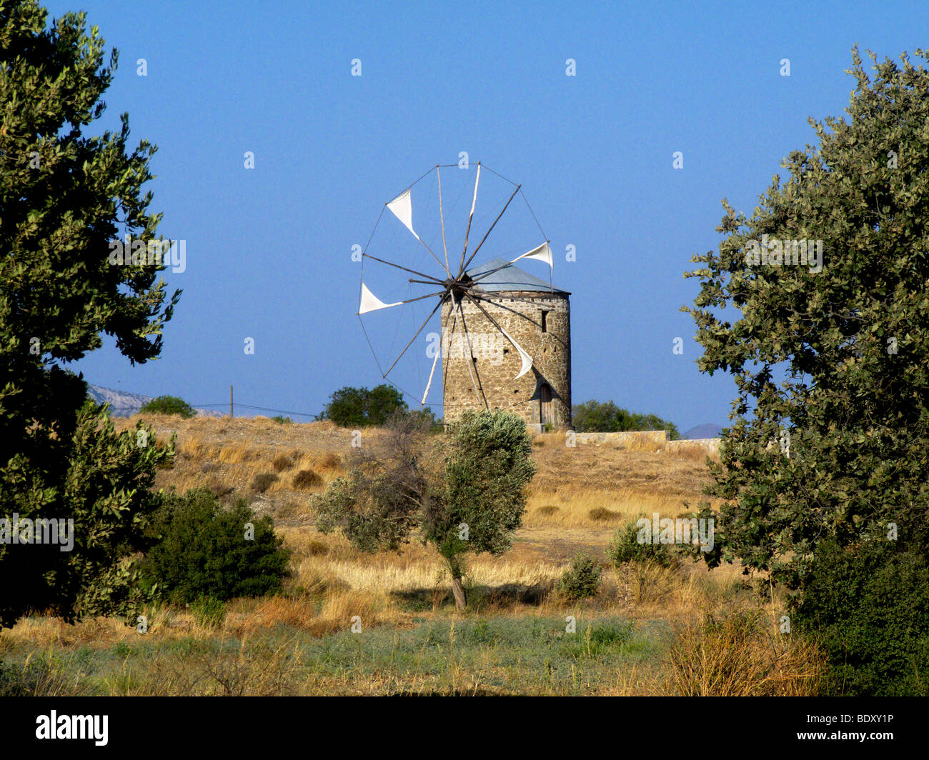 Windmühle in der Nähe von Datça, Türkei Stockfoto