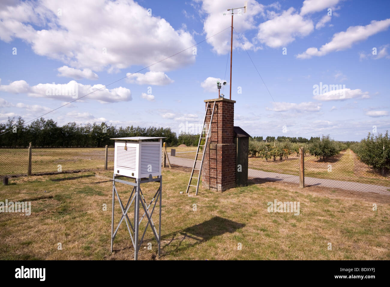 Meteorologische Station an Brogdale Kent - Website die höchste aufgezeichnete UK-Temperatur von 38,5 C am 10. August 2003 Stockfoto