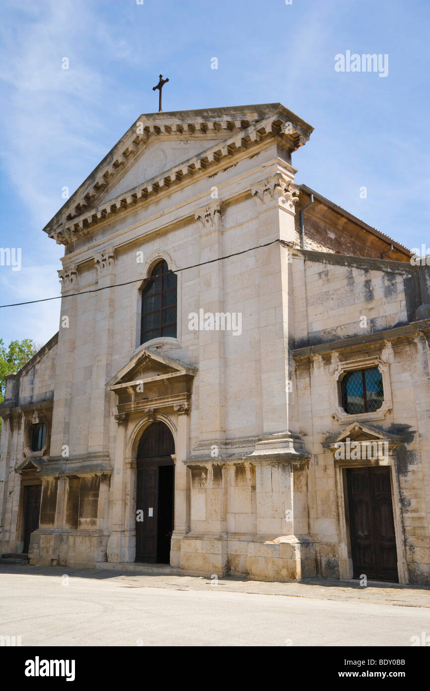 Renaissance-Fassade des Katedrala, Kathedrale der Himmelfahrt der Jungfrau Maria, Pula, Istrien, Kroatien, Europa Stockfoto