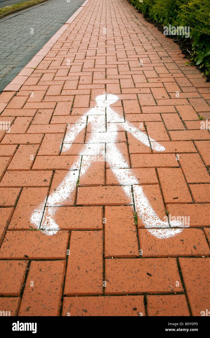 Foto von Fußgänger Bild gemalt auf Bürgersteig Stockfoto