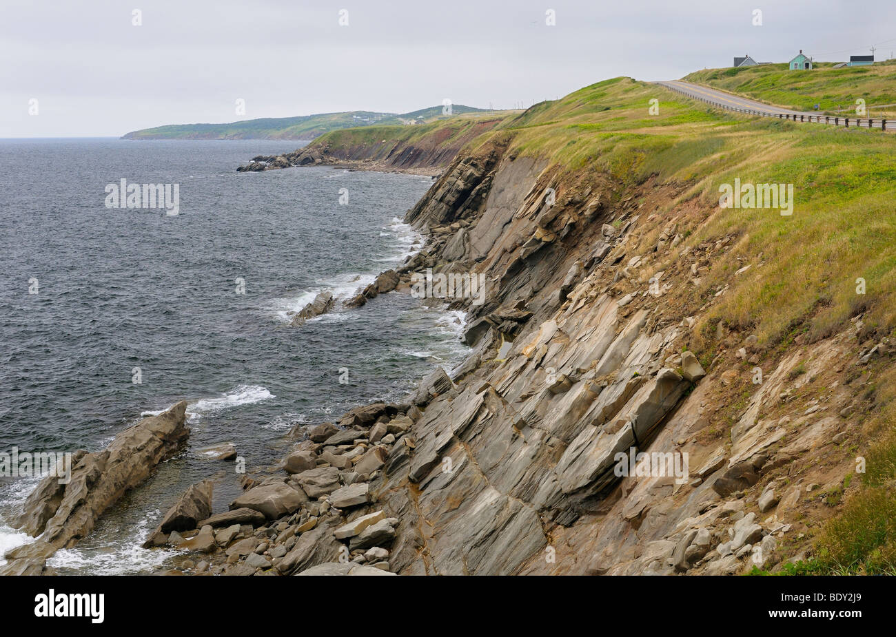 Cabot Trail Road an der Küste am Golf von St. Lawrence Cape Breton Island Nova Scotia Stockfoto