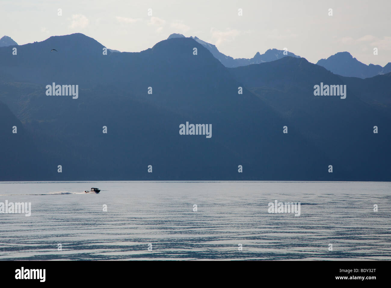 Seward, Alaska - ein Sport-Fischerboot in Resurrection Bay. Stockfoto