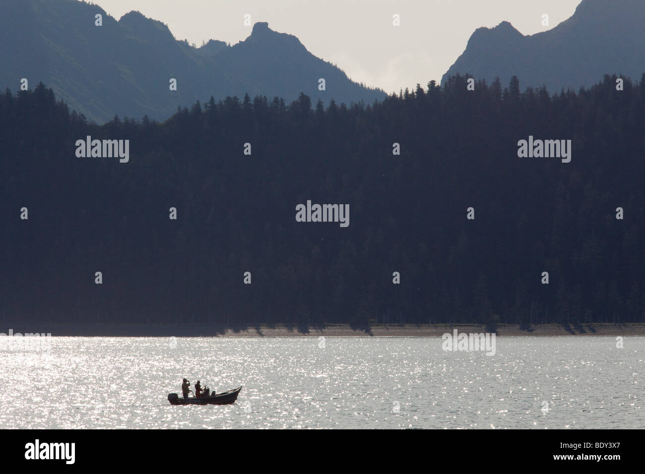 Seward, Alaska - ein Sport-Fischerboot in Resurrection Bay. Stockfoto