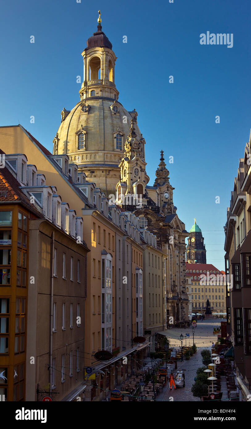 Die Frauenkirche in Dresden, Hauptstadt des östlichen deutschen Bundesland Sachsen, gesehen im Morgenlicht Stockfoto