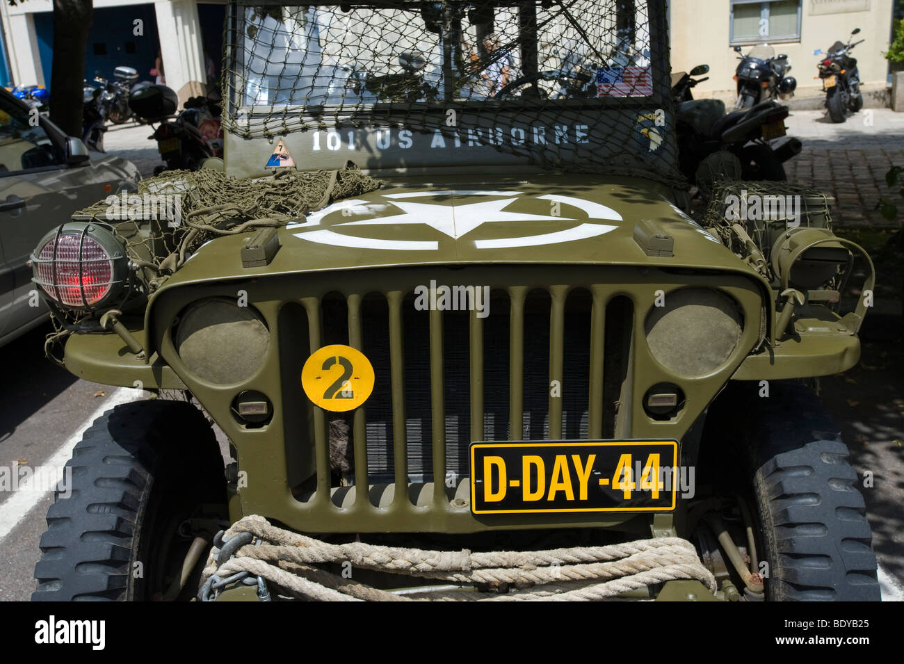 D-Day Landung Jeep, Normandie, Frankreich Stockfoto