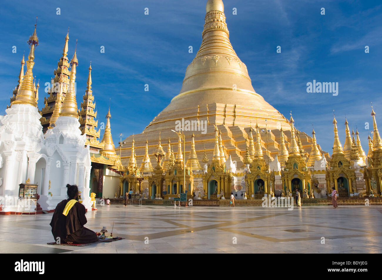 Goldene Stupa, Shwedagon-Pagode, Tempel, Rangun, Yangon, Birma, Myanmar, Asien Stockfoto