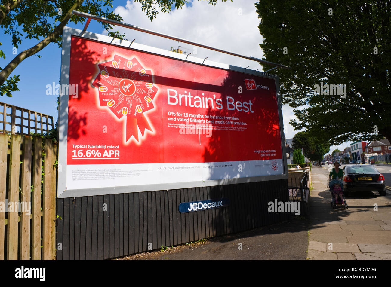 JCDecaux Reklametafel für Virgin Money in UK Stockfoto