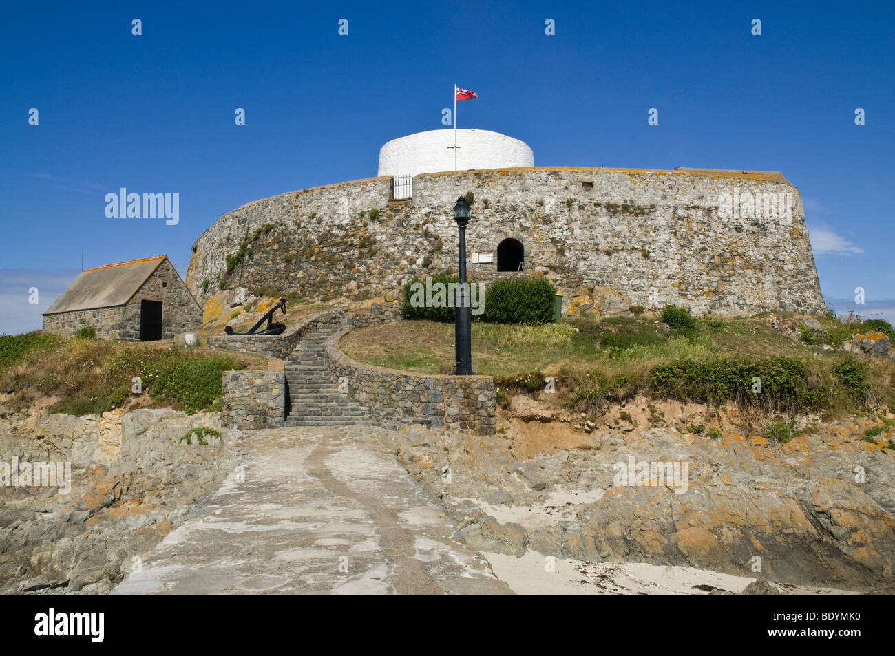 dh Fort Grey ST PIERRE DU BOIS GUERNSEY Martello Tower Fortress and Shipwreck Museum Rocquaine Bay Building Baracken Stockfoto