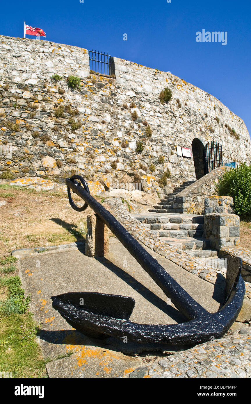 dh Fort Grey ST PIERRE DU BOIS GUERNSEY Anker Shipwreck Museum Rocquaine Bay Martello Turm Festung Stockfoto