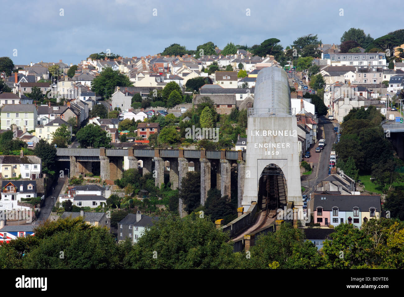 Die Isambard Kingdom Brunel Brücke über den Fluss Tamar Plymouth, Devon, England Stockfoto