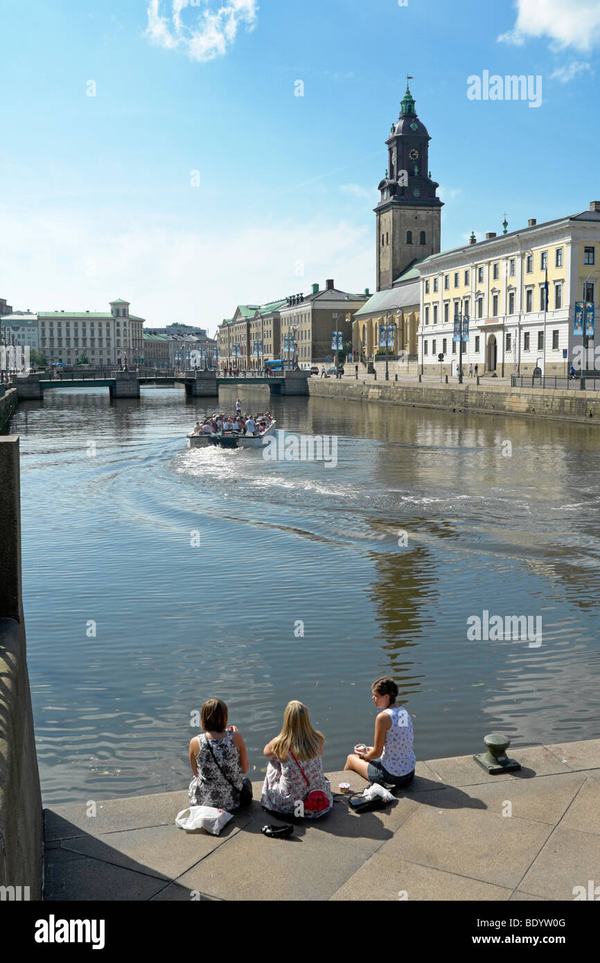 Stora Hamnøya Kanalen im Zentrum von der Stadt Göteborg in Schweden Stockfoto