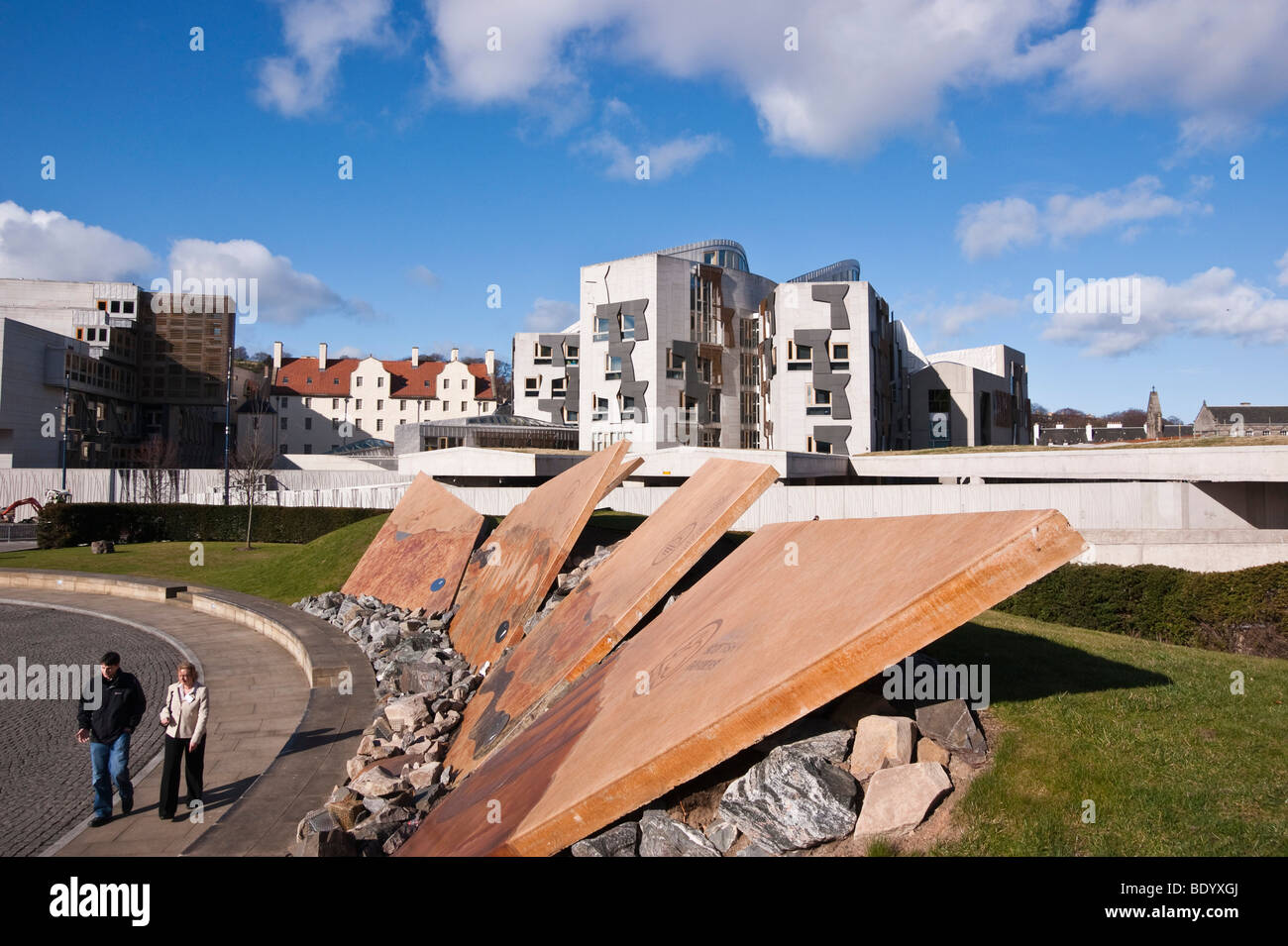 Edinburgh Schottland - Holyrood Parlamentsgebäude gesehen von Dynamic Earth Stockfoto