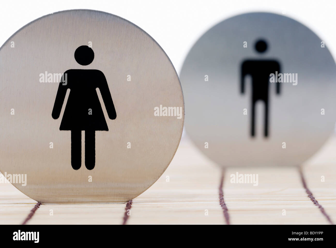 Weiblich, Männlich, Ikonen, symbolisches Bild der Schlacht der Geschlechter Stockfoto