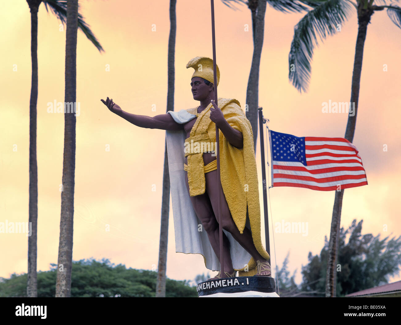 USA, Hawaii, The Big Island, North Kohala District, Kapaau, Statue von König Kamehameha das große Stockfoto