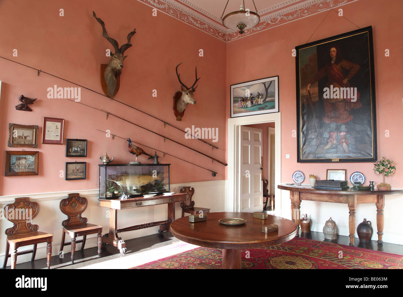 Der Hall of Enniscoe House, irische Herrenhaus im Besitz von Susan Kellett Stockfoto