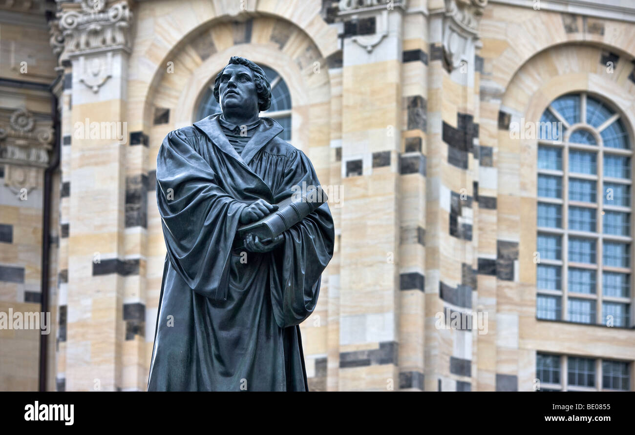 Eine Statue von Martin Luther in Dresden, Hauptstadt des östlichen Bundesland Sachsen Stockfoto