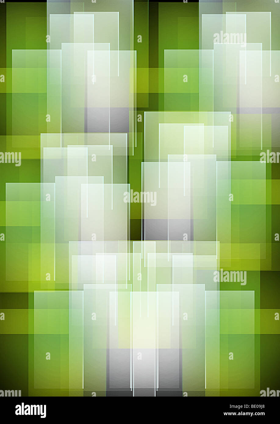 Grün und weiß, die überlappende geometrische Muster abstrakt Hintergrund Stockfoto