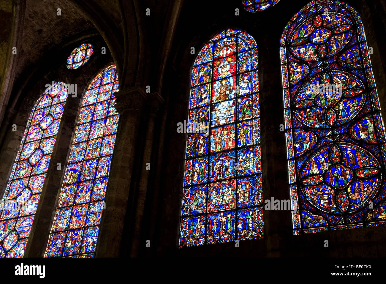 Farbige Glasfenster Kathedrale Von Chartres Frankreich